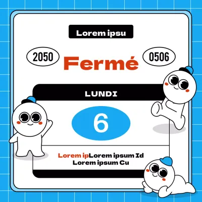 Annonces alternatives simples de fermeture de vacances en bleu et rouge