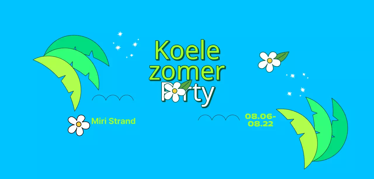 Een koel en verfrissend zomerfestival met palmbomen en bloemen