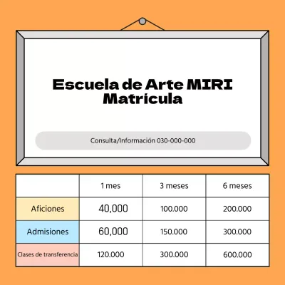 Una guía de tarifas escolares sencilla, naranja y gris