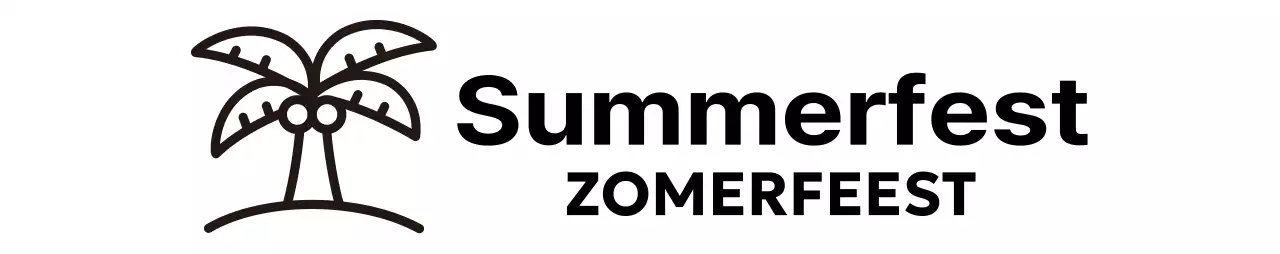 Een luchtig zomerfestival met illustraties van palmbomen