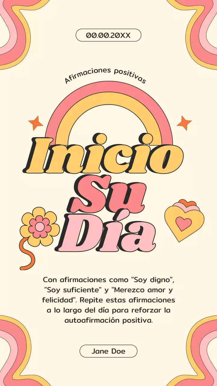 Afirmaciones positivas retro amarillas para el crecimiento personal