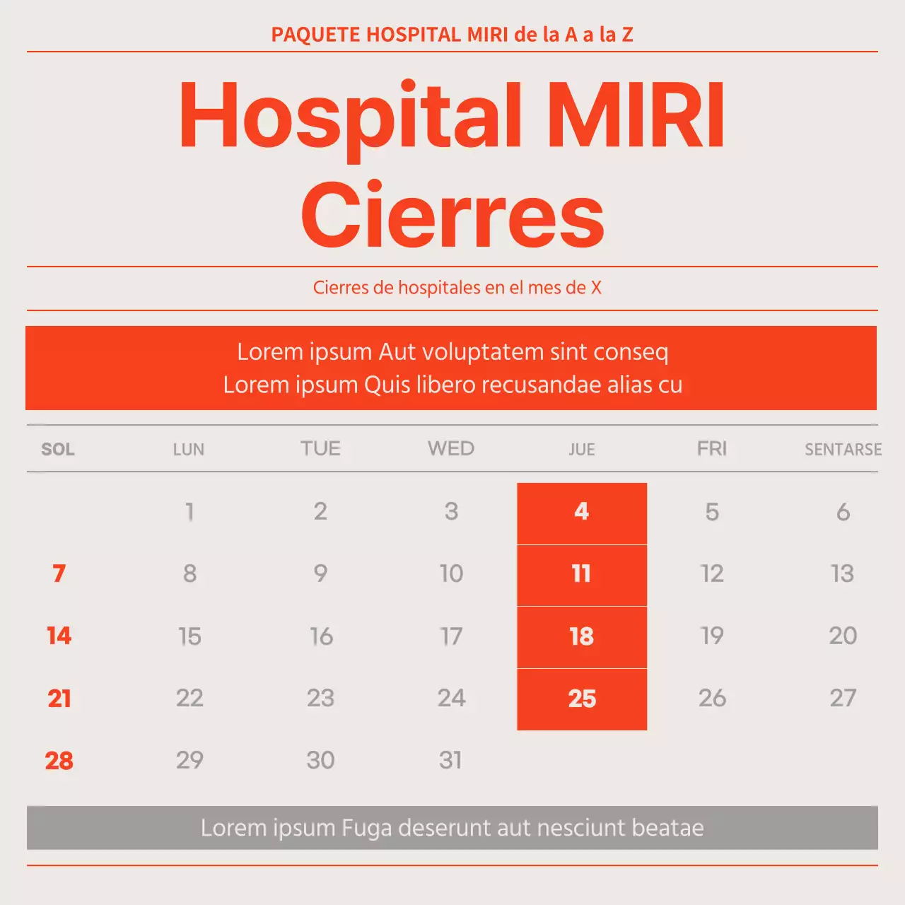 Prospecto de hospital rojo y moderno estilo periódico
