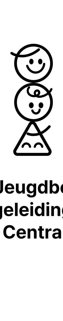 Een schattig uitziend bureau van een jeugdadviescentrum met kinderillustraties en -tekst