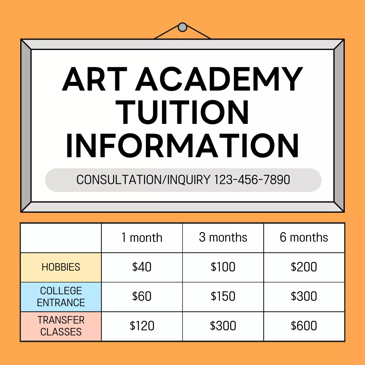 Orange Simple Tuition Information Social Media Post
