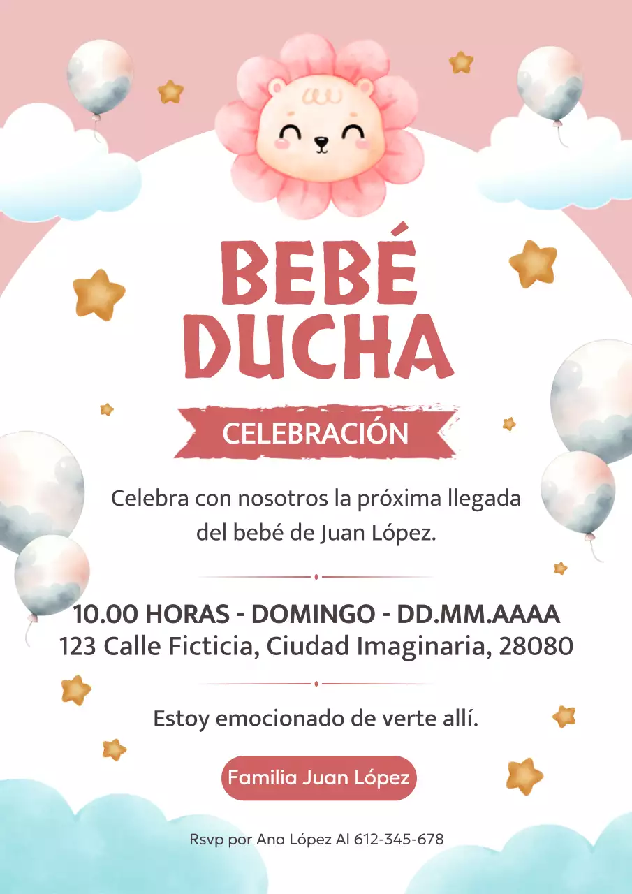 Tarjeta de Invitación a la Celebración del Baby Shower Simple Basic Rosa
