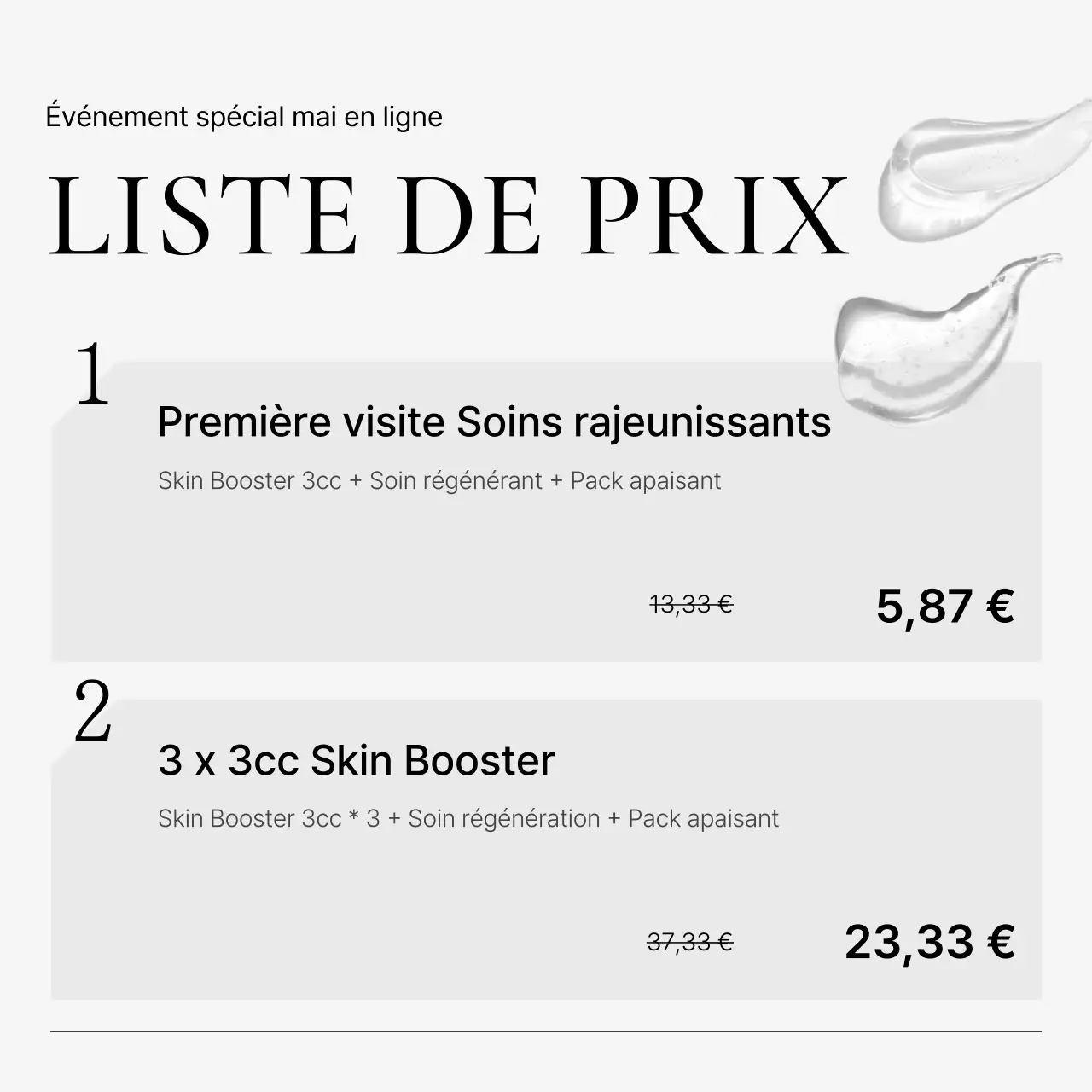 Publicité dans le guide des prix d'un événement hospitalier pour promouvoir un cabinet de dermatologie simple, blanc et bleu clair