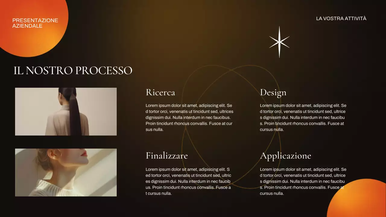 Presentazione aziendale arancione e marrone