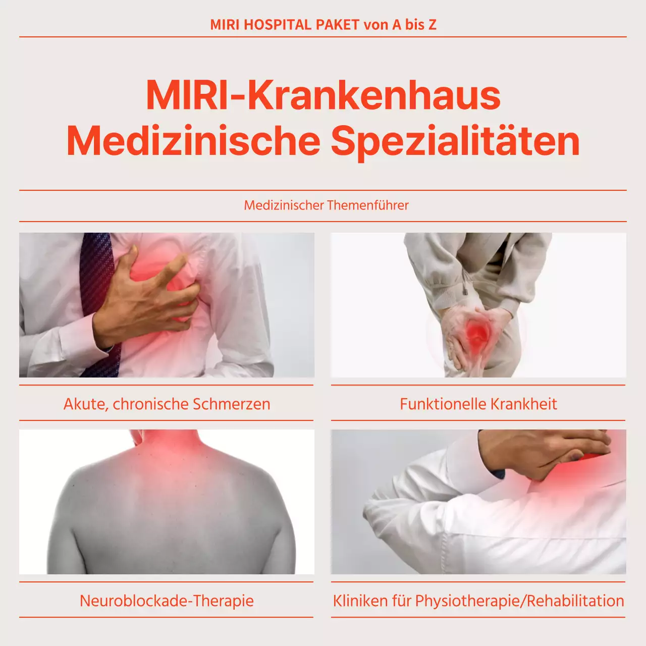 Roter und moderner Krankenhausprospekt im Zeitungsstil