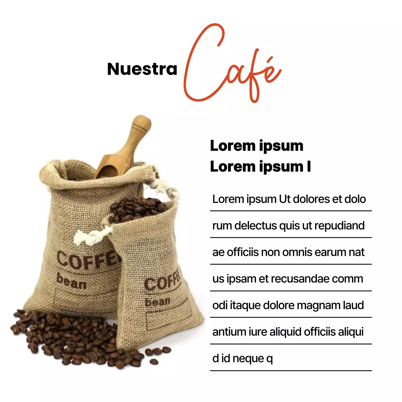 Marca de cafetería moderna en blanco y naranja poste