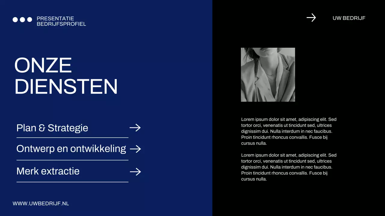 Blauw en zwart minimaal bedrijfsprofiel