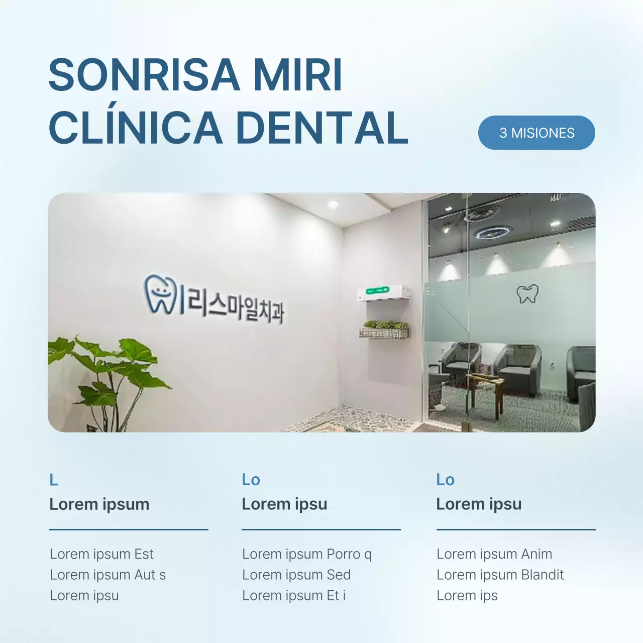 Promover la guía de información de las instalaciones hospitalarias para promover la odontología simple blanca y celeste