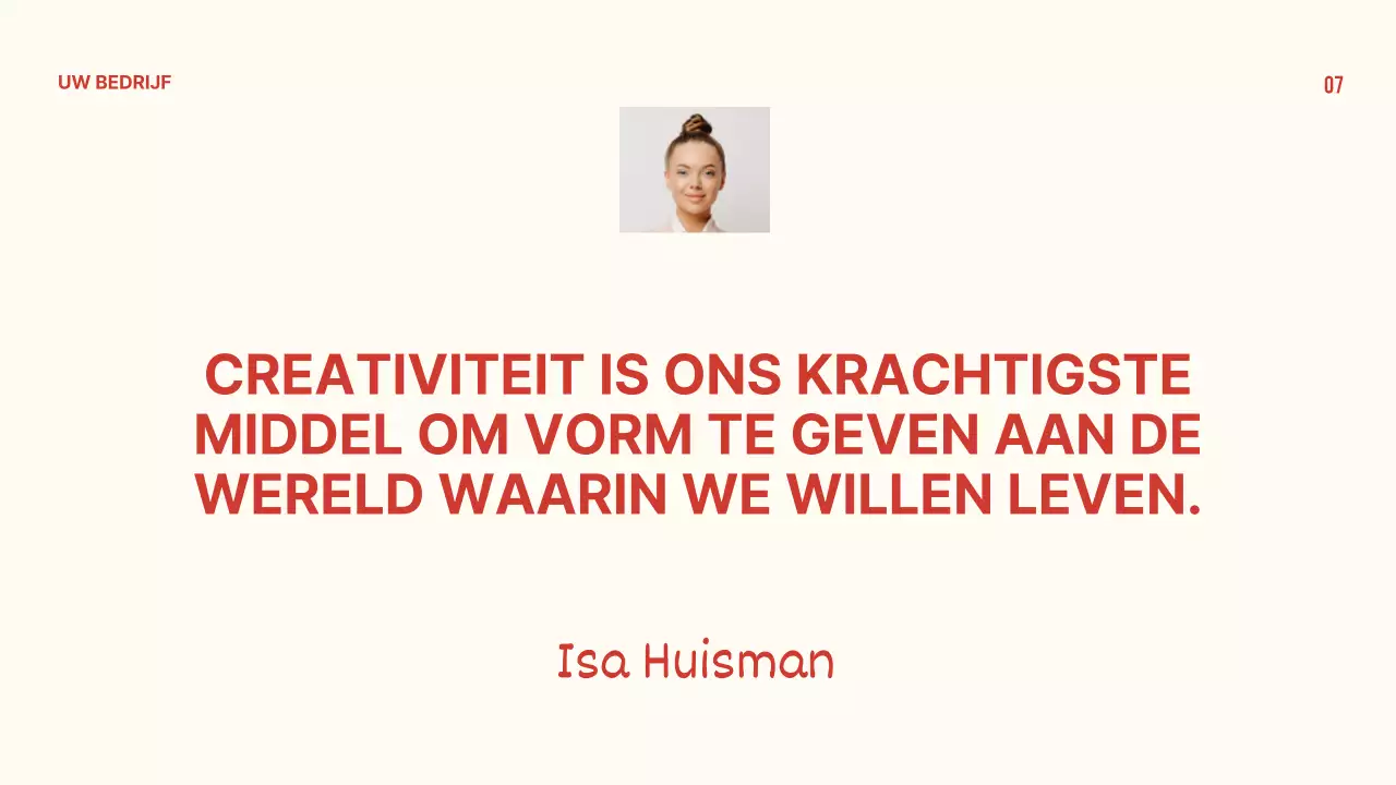 Minimal bedrijfsprofiel presentatie rood en beige