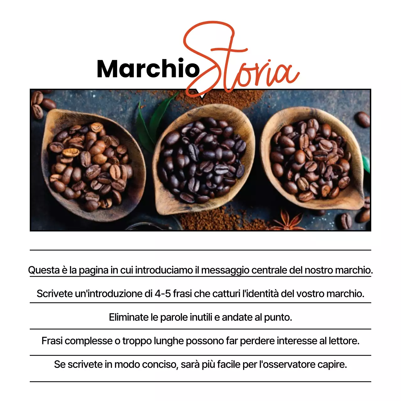 Marchio di una caffetteria moderna in bianco e arancione
