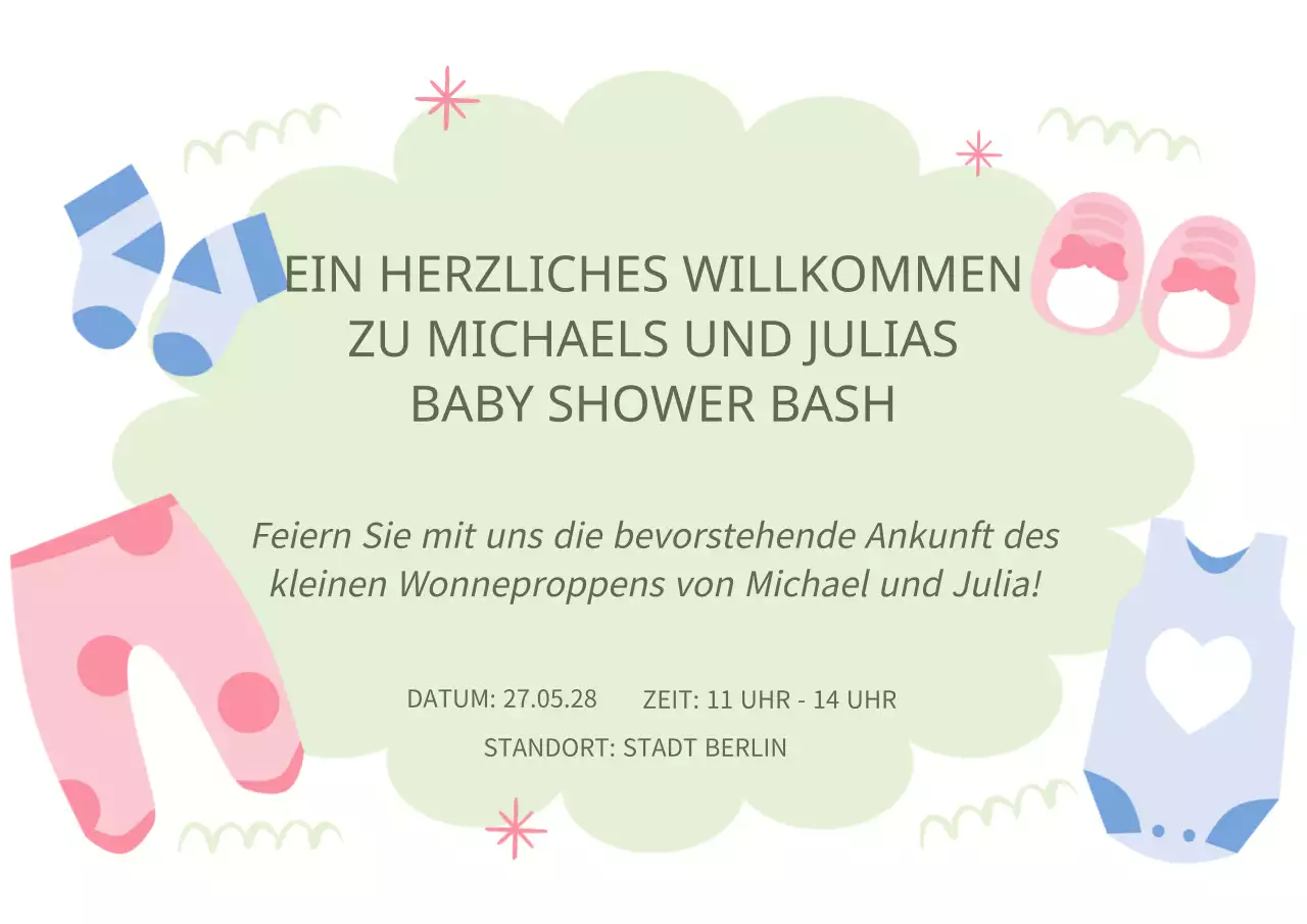 Grün und Rosa Modern Baby Shower Celebration Einladung