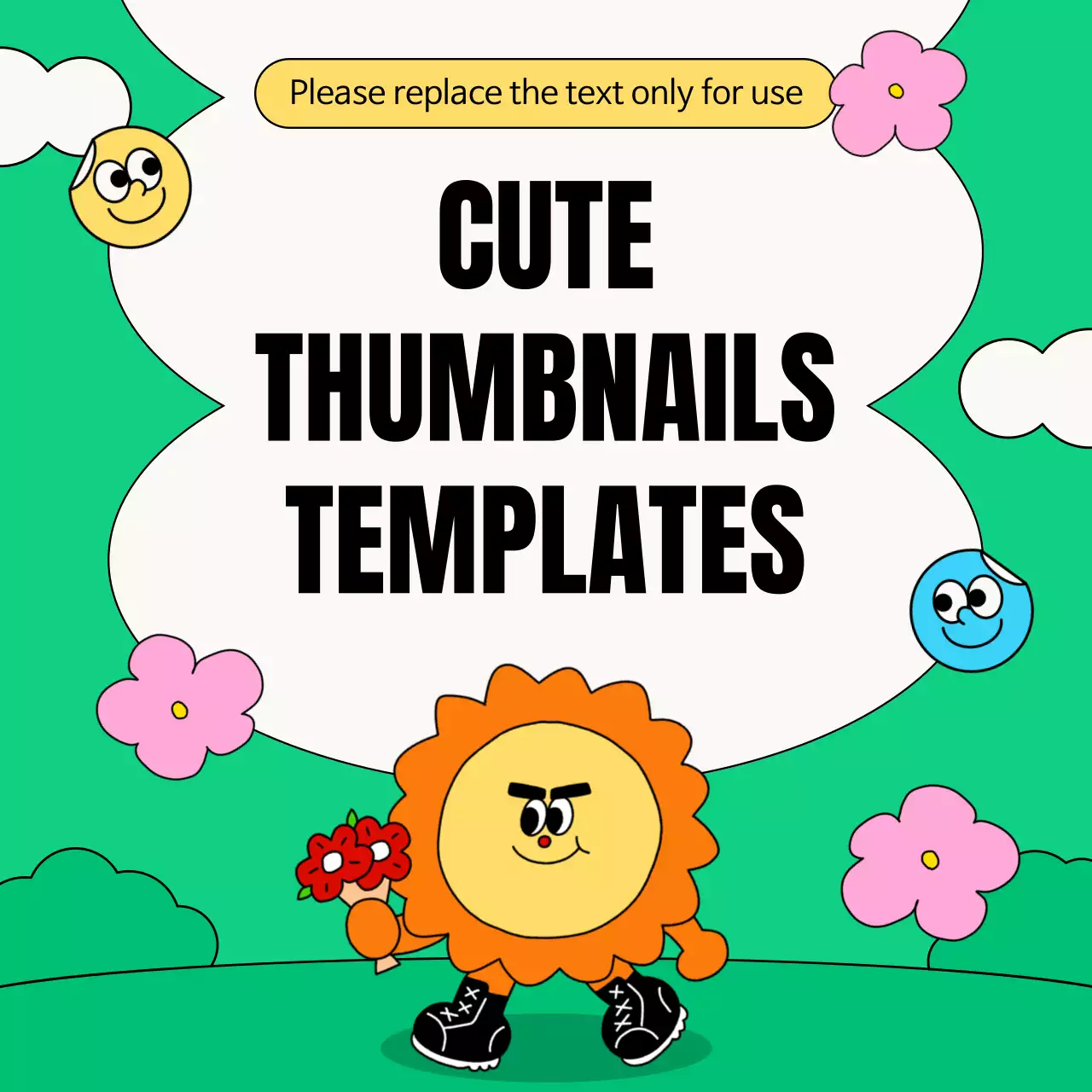 Green Cartoon Thumbnail Templates Design Social Media Post