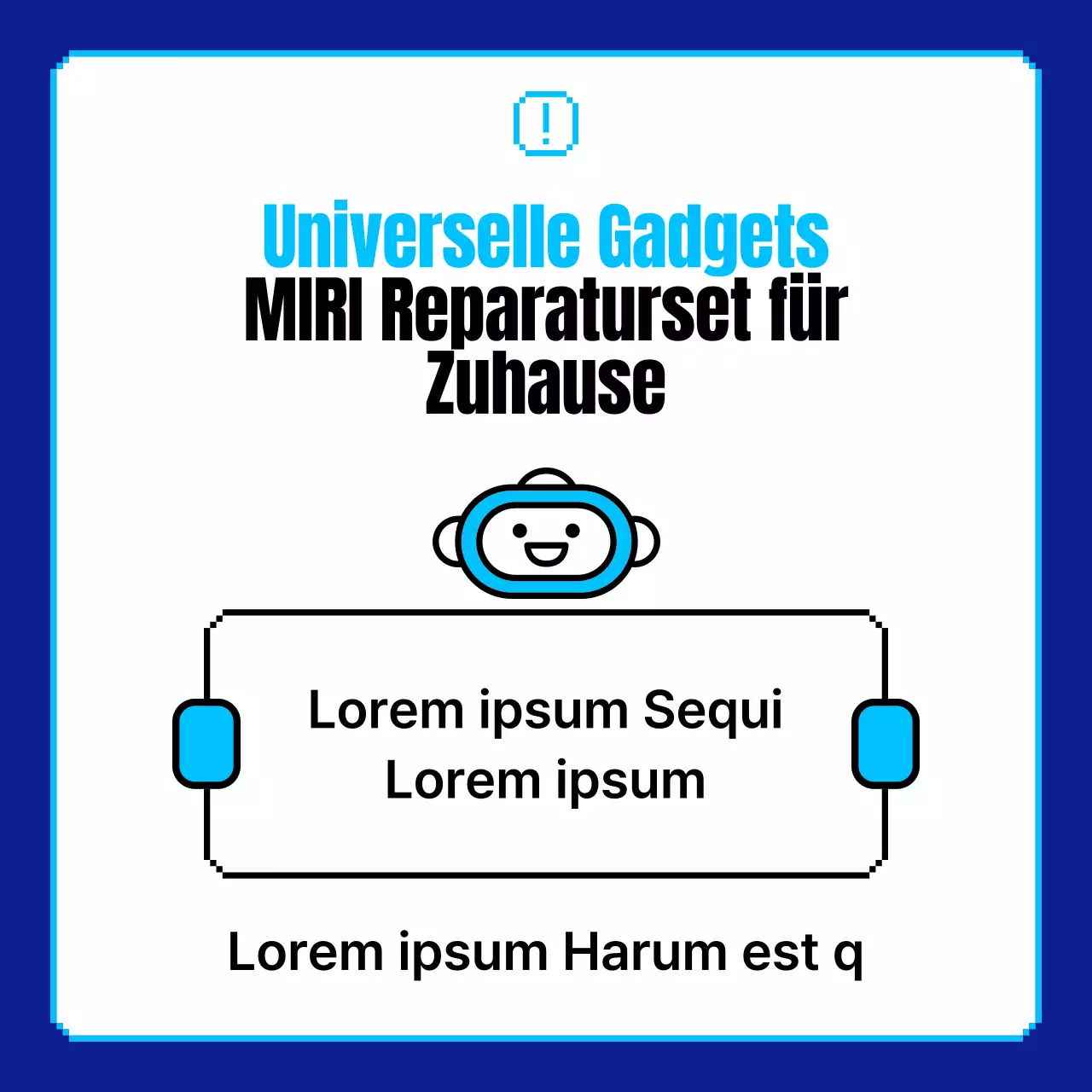 Werben Sie für Hausreparaturen mit Retro-Roboter-Pixel-Illustrationen in Blau und Marineblau