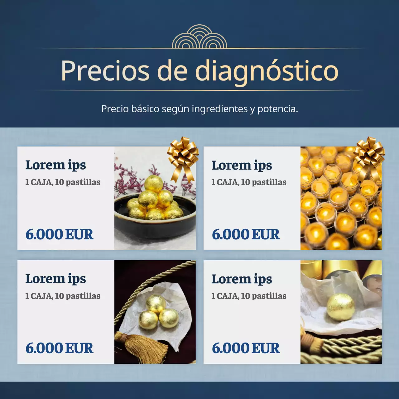 Anuncio de hierbas medicinales tradicionales para el Día de la Madre en azul marino y dorado