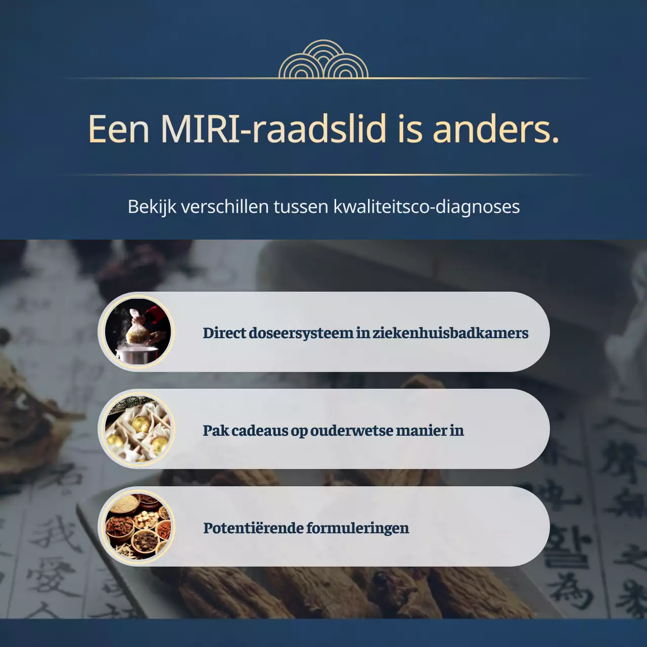 Traditionele Moederdag kruidenreclame in marineblauw en goud