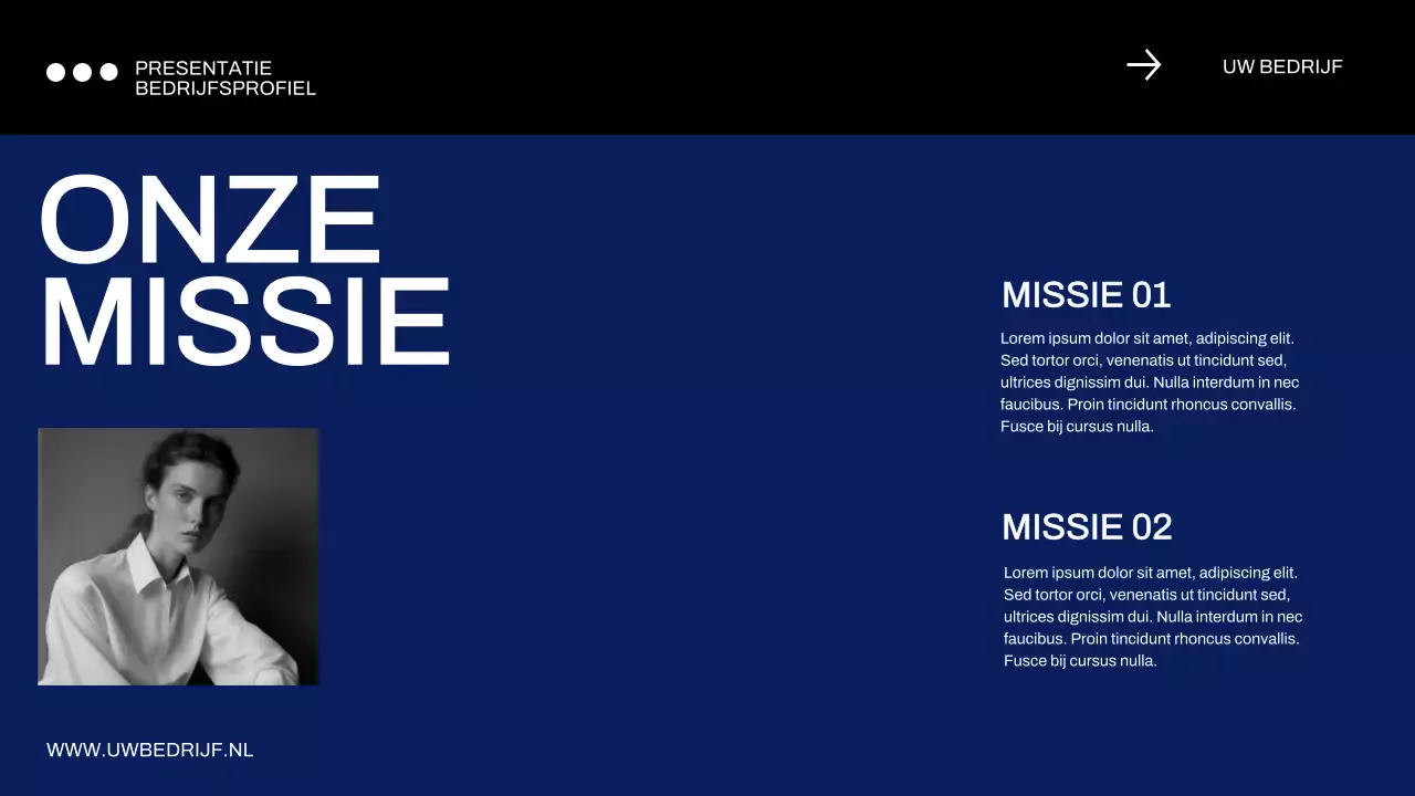 Blauw en zwart minimaal bedrijfsprofiel