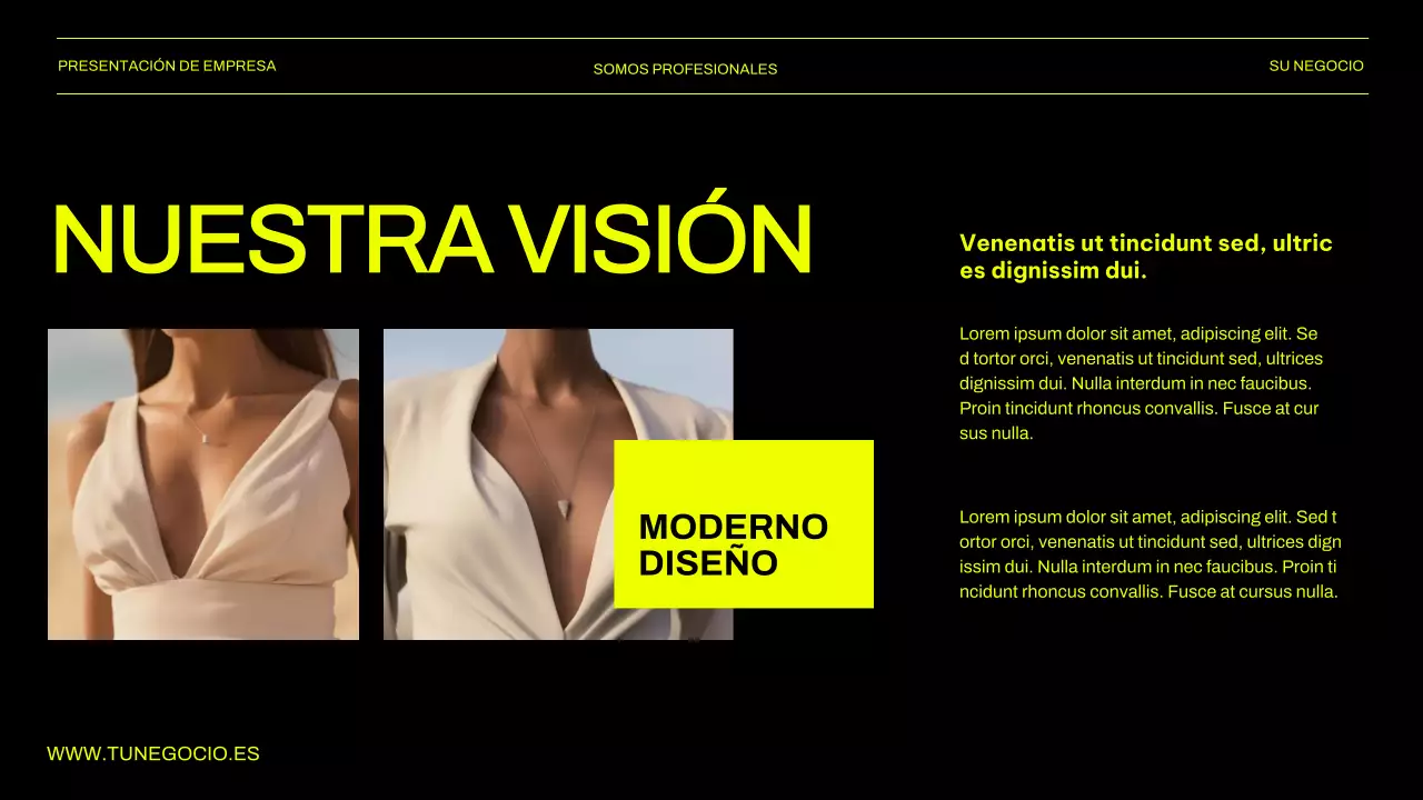 Presentación empresarial en verde y negro