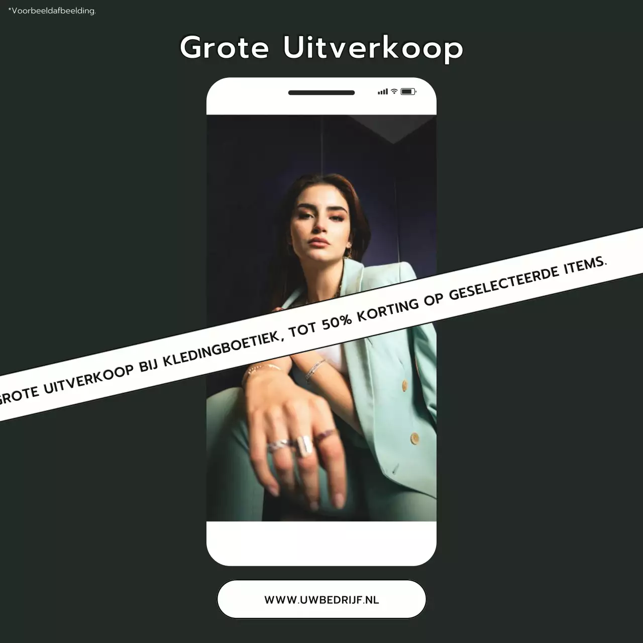 Black and White Elegant Woman Grote Uitverkoop Promotie