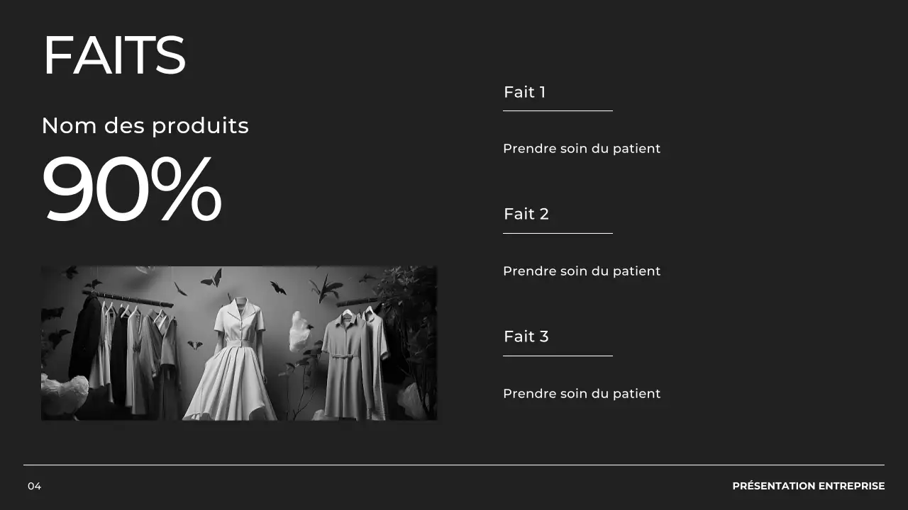 Profil d'entreprise minimal en noir et blanc Présentation du produit