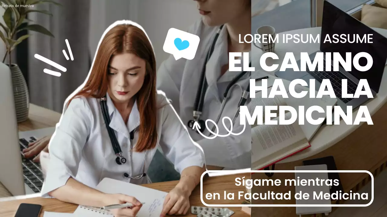 Vlog de un estudiante de medicina moderno en blanco y azul