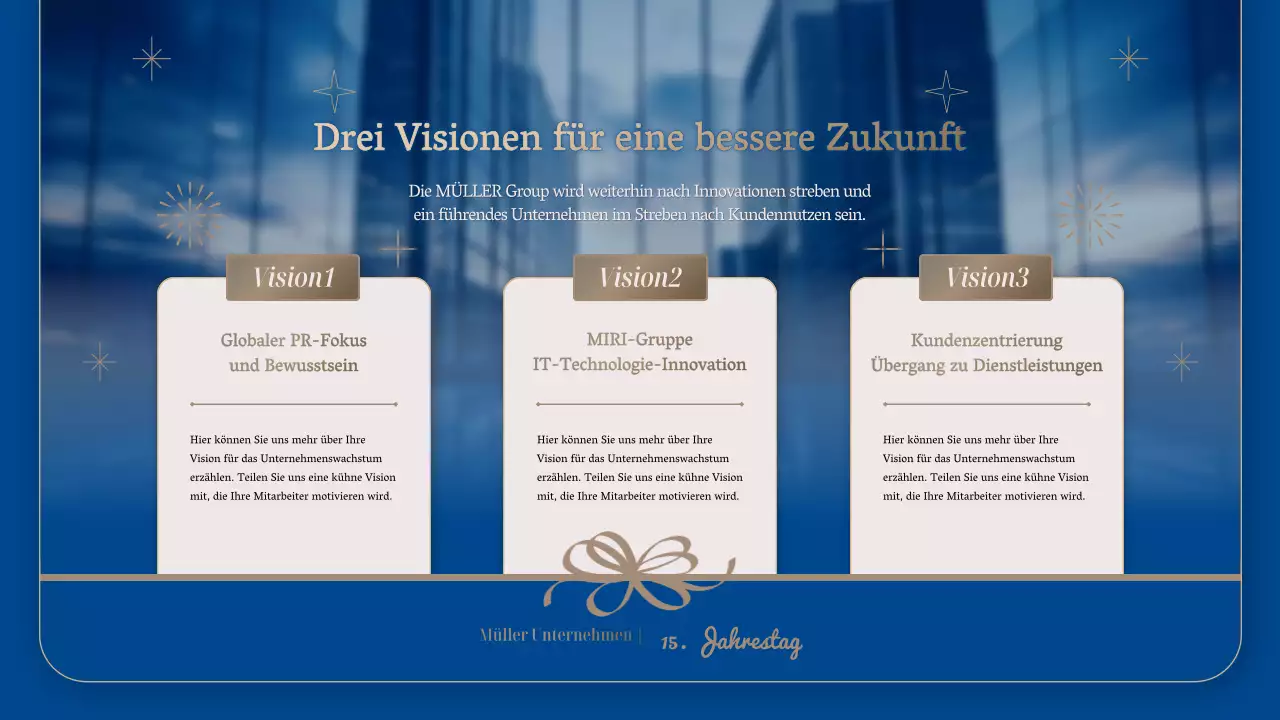 Ankündigung einer luxuriösen Firmenjubiläumsfeier in Marineblau und Gold