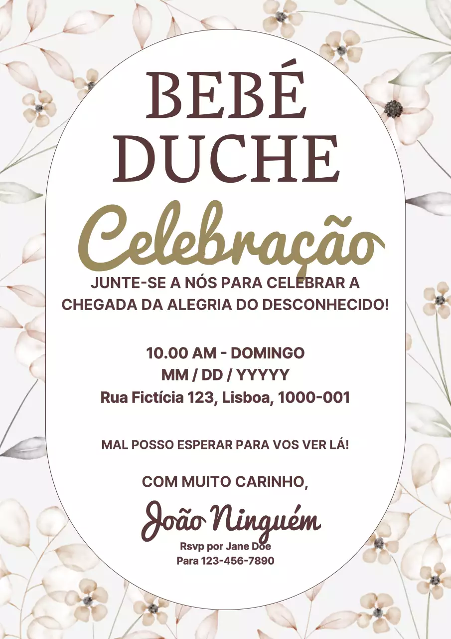 Convite de chá de bebé bege e elegante
