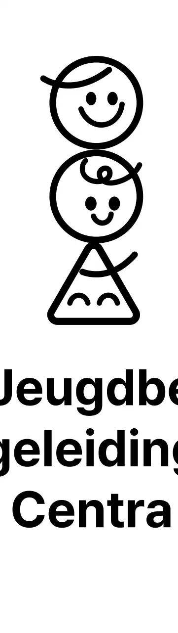 Een schattig uitziend bureau van een jeugdadviescentrum met kinderillustraties en -tekst