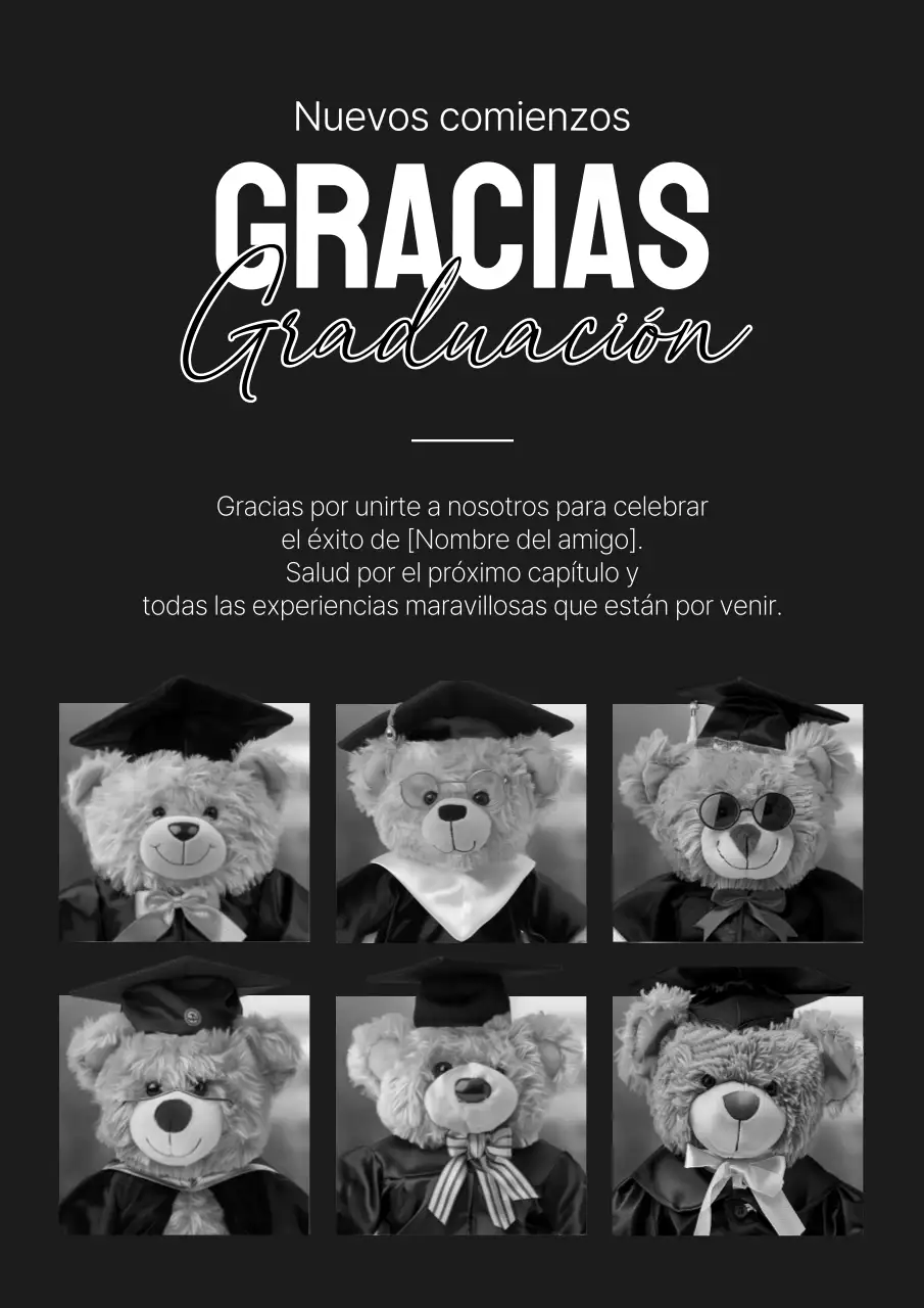 Kitschy promoción de graduación en blanco y negro y negro