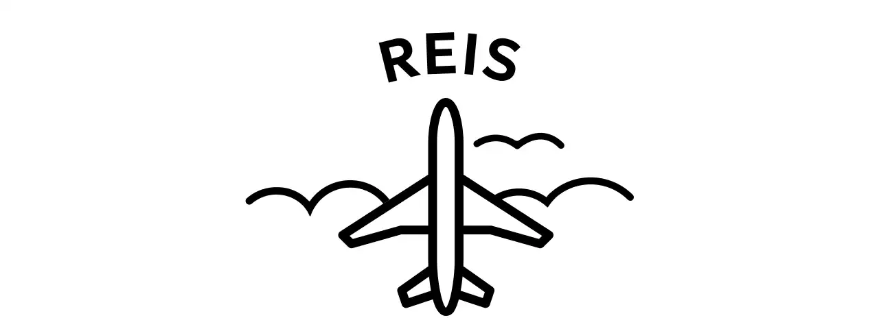 Cool en eenvoudig reisbureau met vliegtuig- en wolkenillustraties