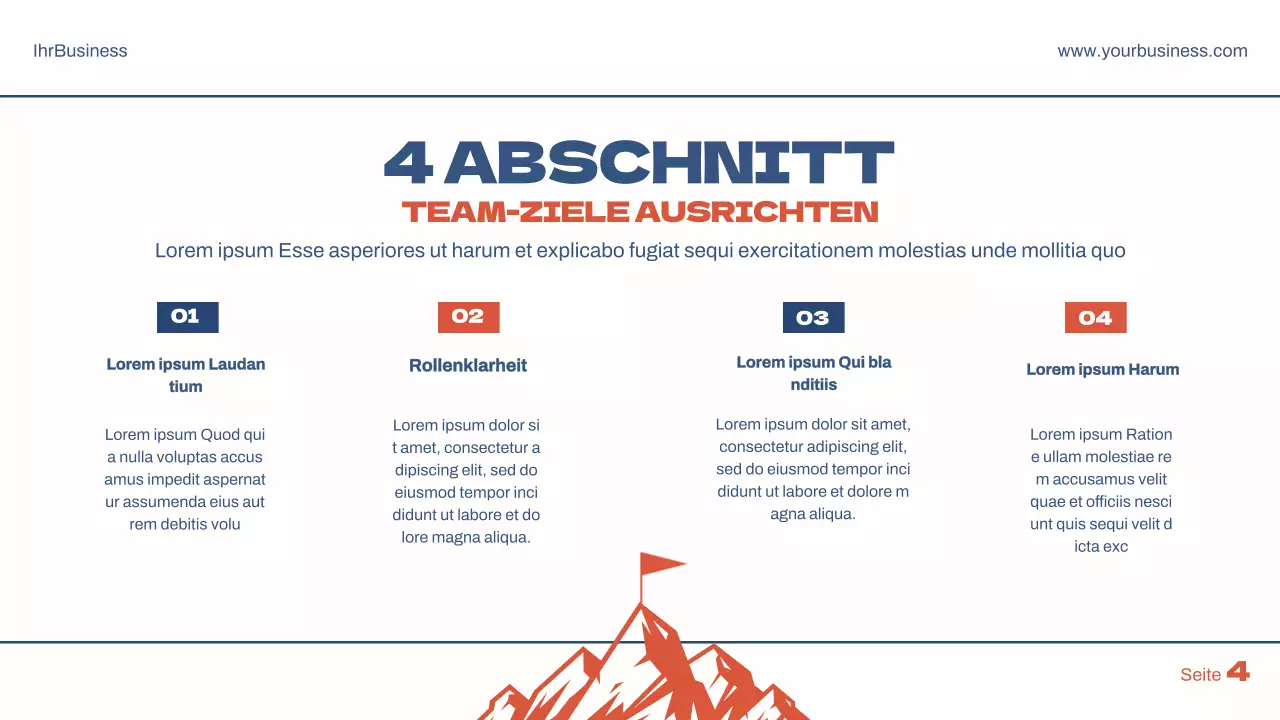 Blau Rot Einfache Geschäftspräsentation für Ziele Plan