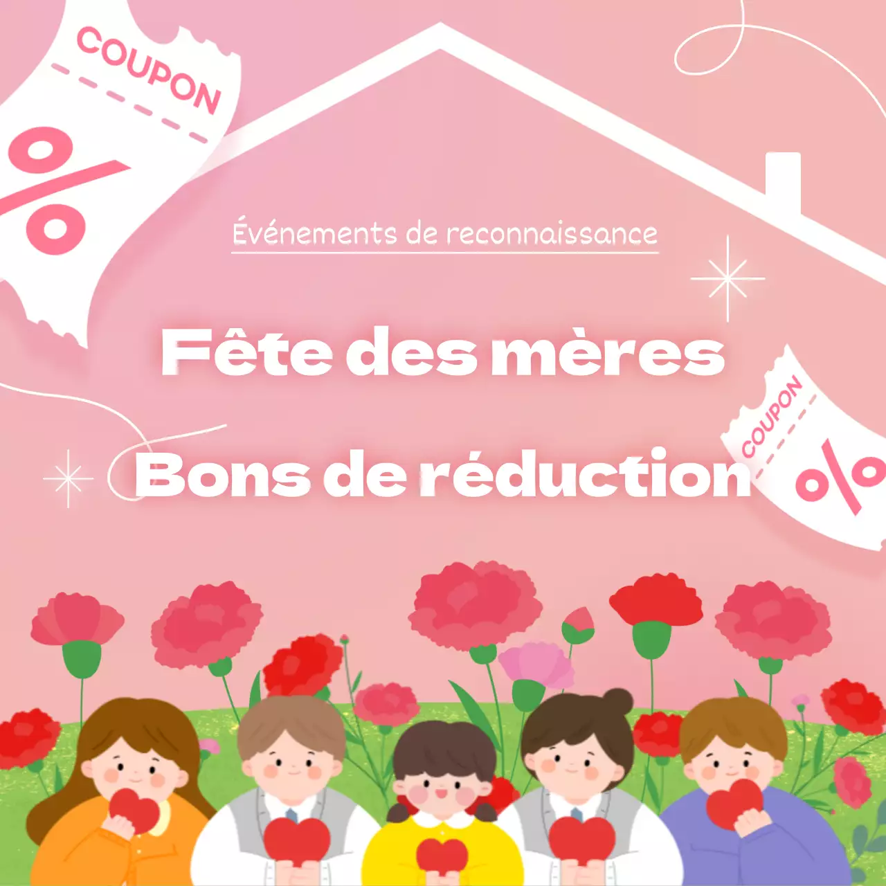 Bon de réduction rose et mignon pour la fête des mères