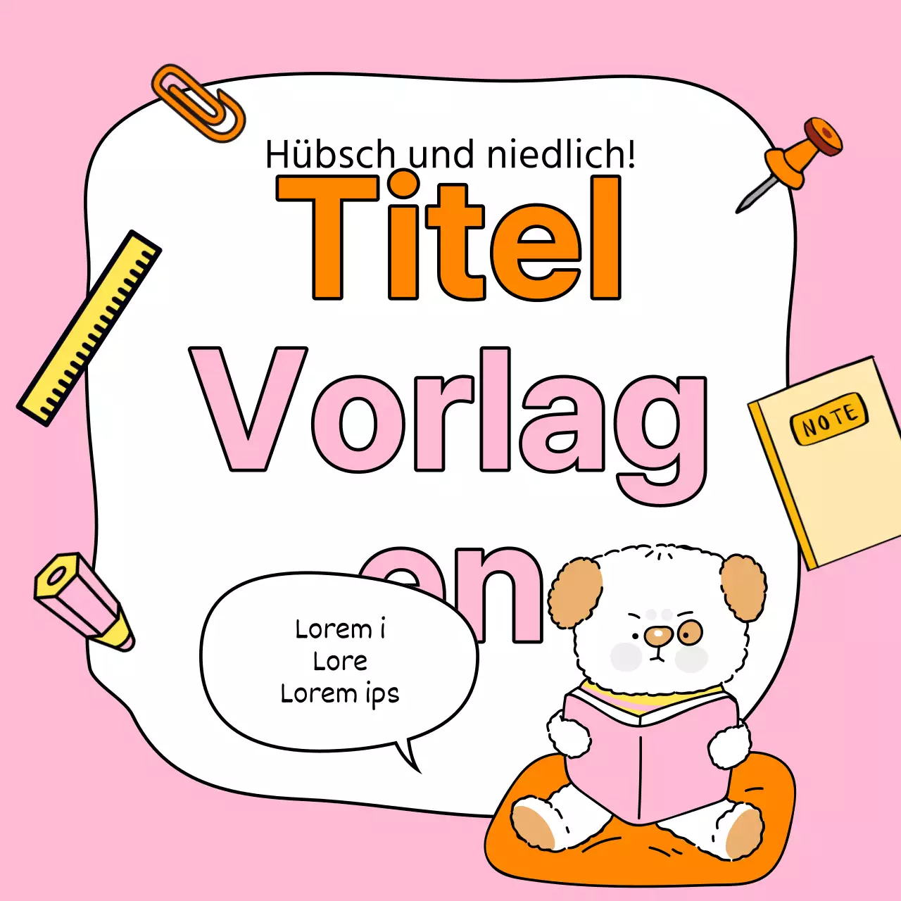 Niedlicher Titelrahmen in Orange und Rosa