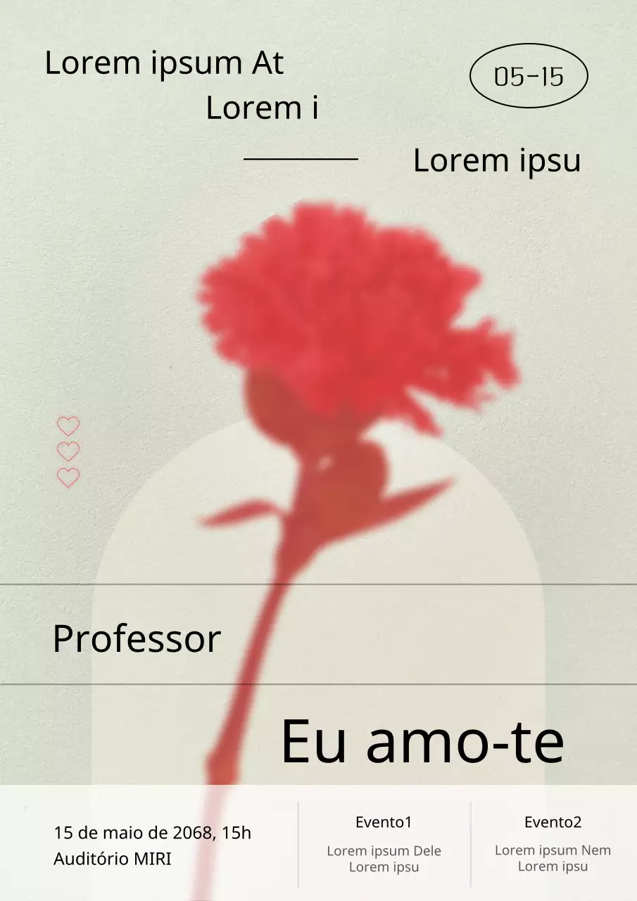 Um cartaz clássico do Dia do Professor em vermelho e folha de lótus