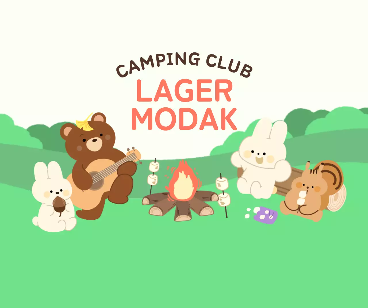 Feiern Sie Ihren Campingclub mit niedlichen Tierillustrationen