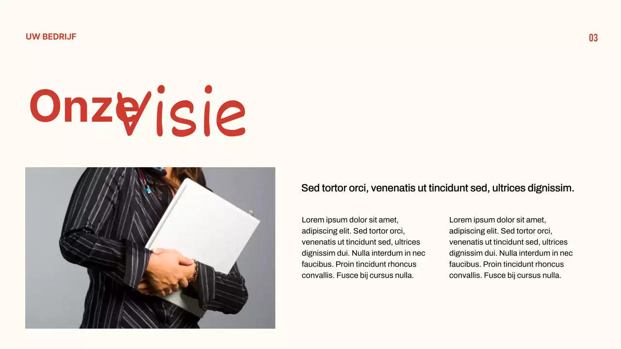 Minimal bedrijfsprofiel presentatie rood en beige