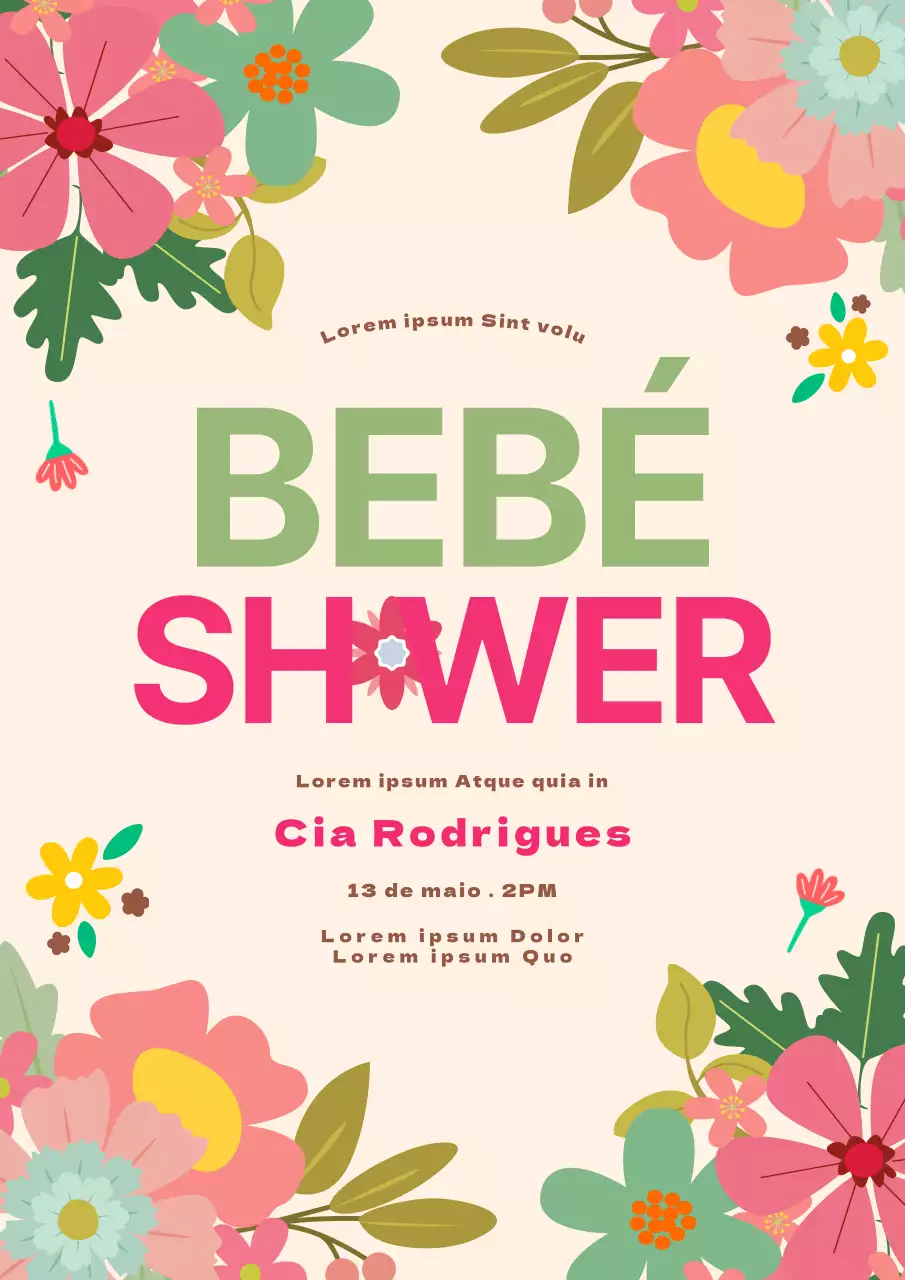 Convite colorido e vibrante de aguarela floral para chá de bebé