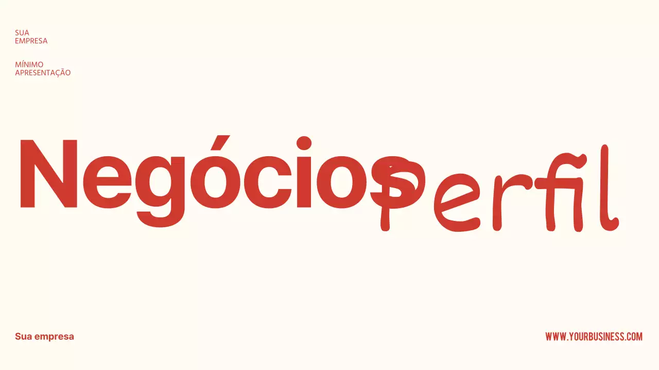 Apresentação de perfil comercial minimalista em vermelho e bege