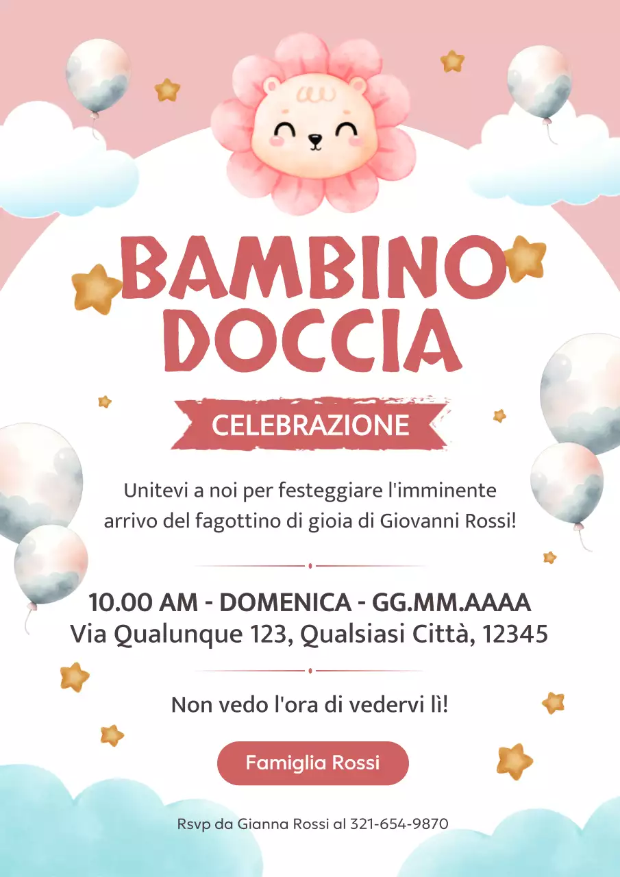 Biglietto d'invito rosa semplice Basic Baby Shower Celebration