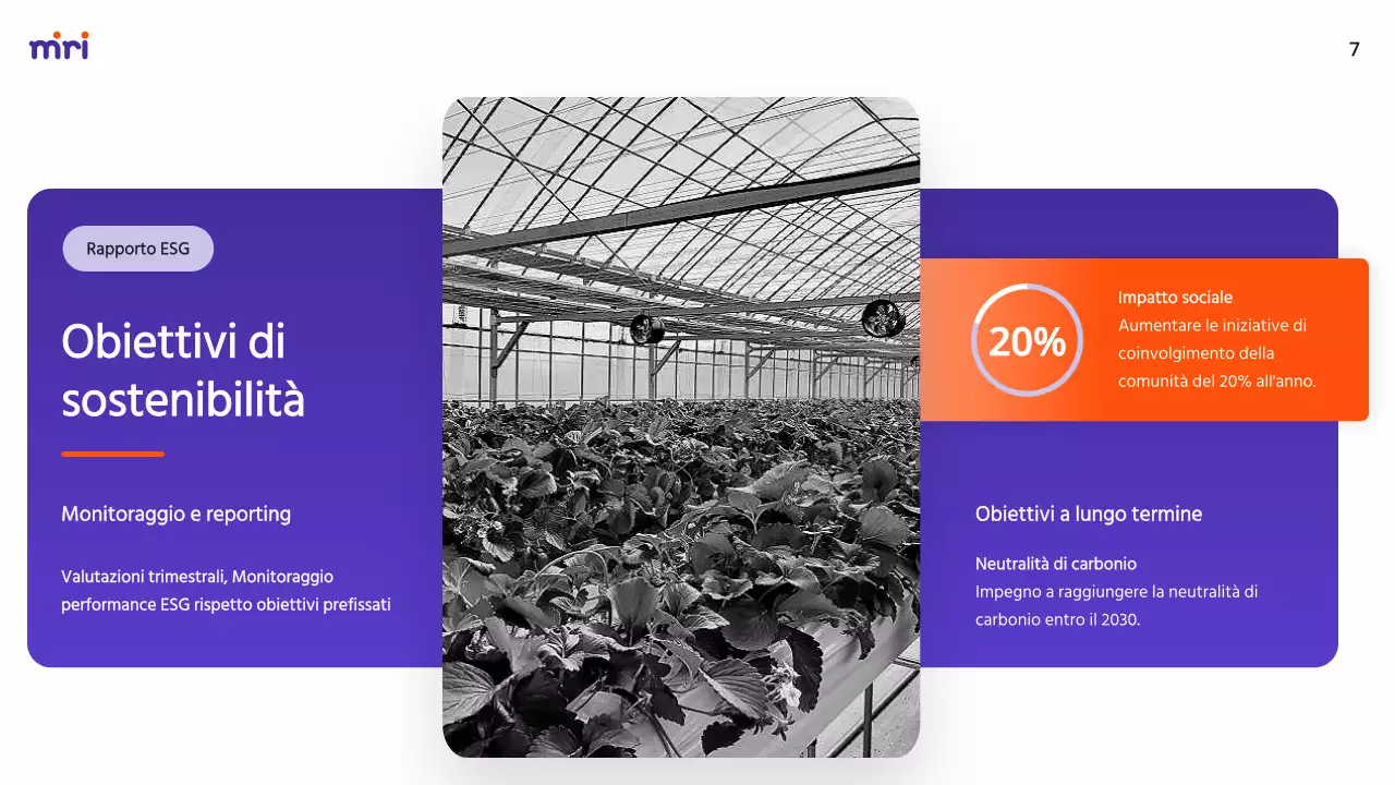 Rapporto aziendale ESG moderno viola e arancione