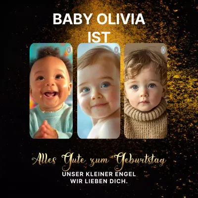 Happy Birthday Flyer in Gold und Schwarz