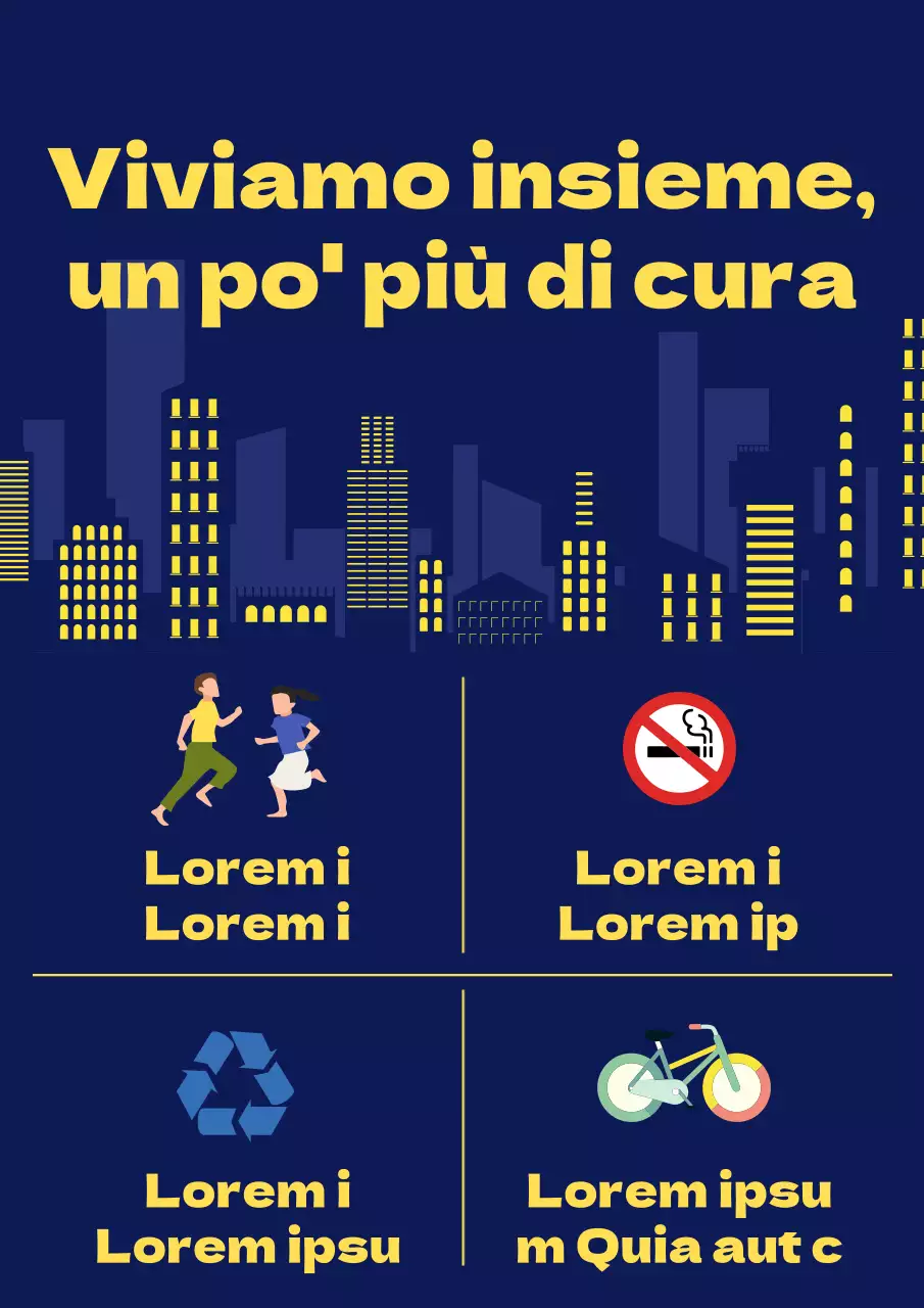 Annuncio di un semplice appartamento condiviso in blu navy e giallo