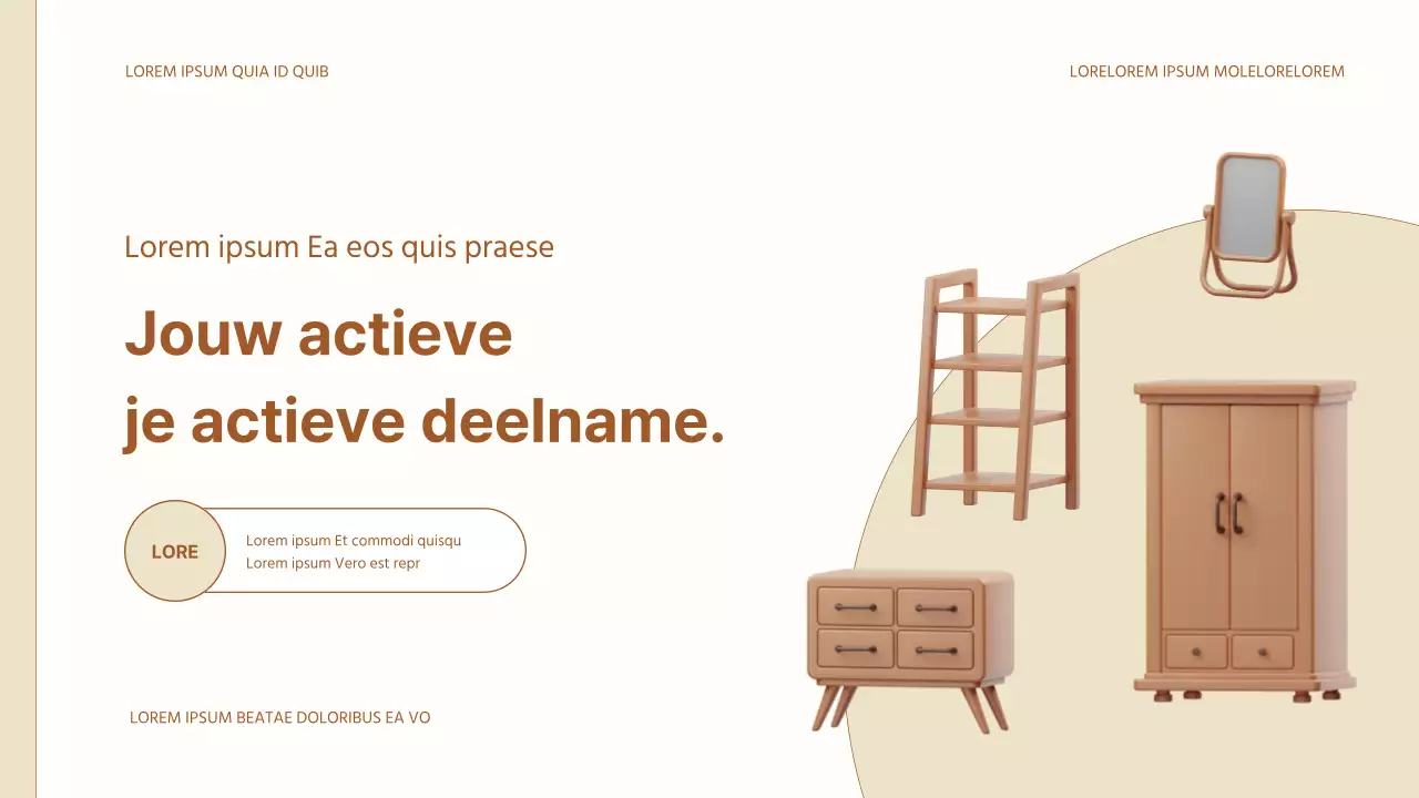 Eenvoudig beursvoorstel voor interieur in beige en bruin