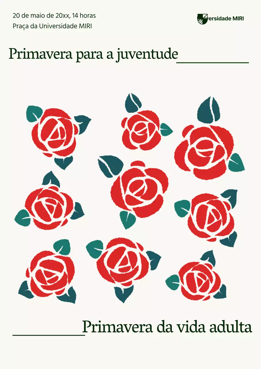 Cartaz simples a vermelho e verde para um evento de passagem à idade adulta