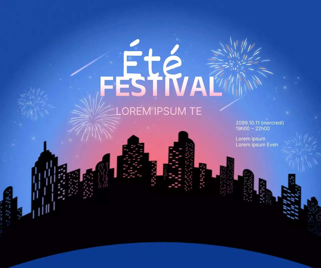 Concept de feux d'artifice dans le ciel nocturne en dégradés noirs et bleus