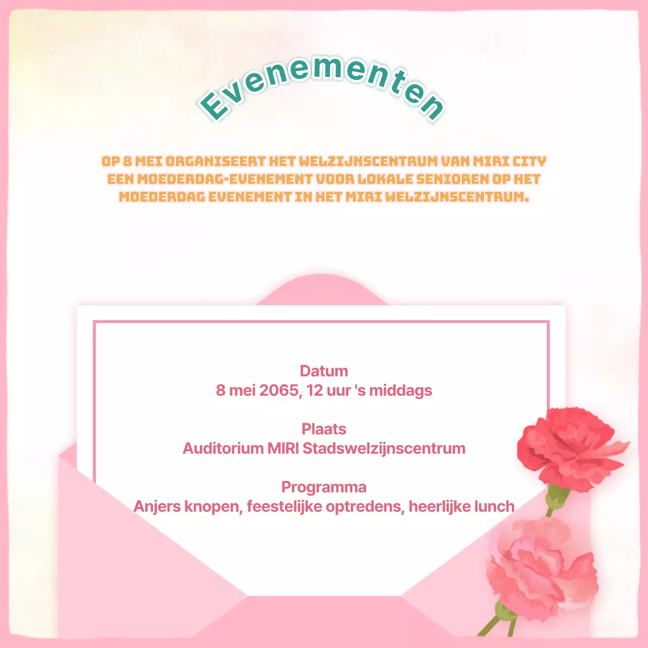 Roze en gele Moederdag vrijwilligerswerk promoten