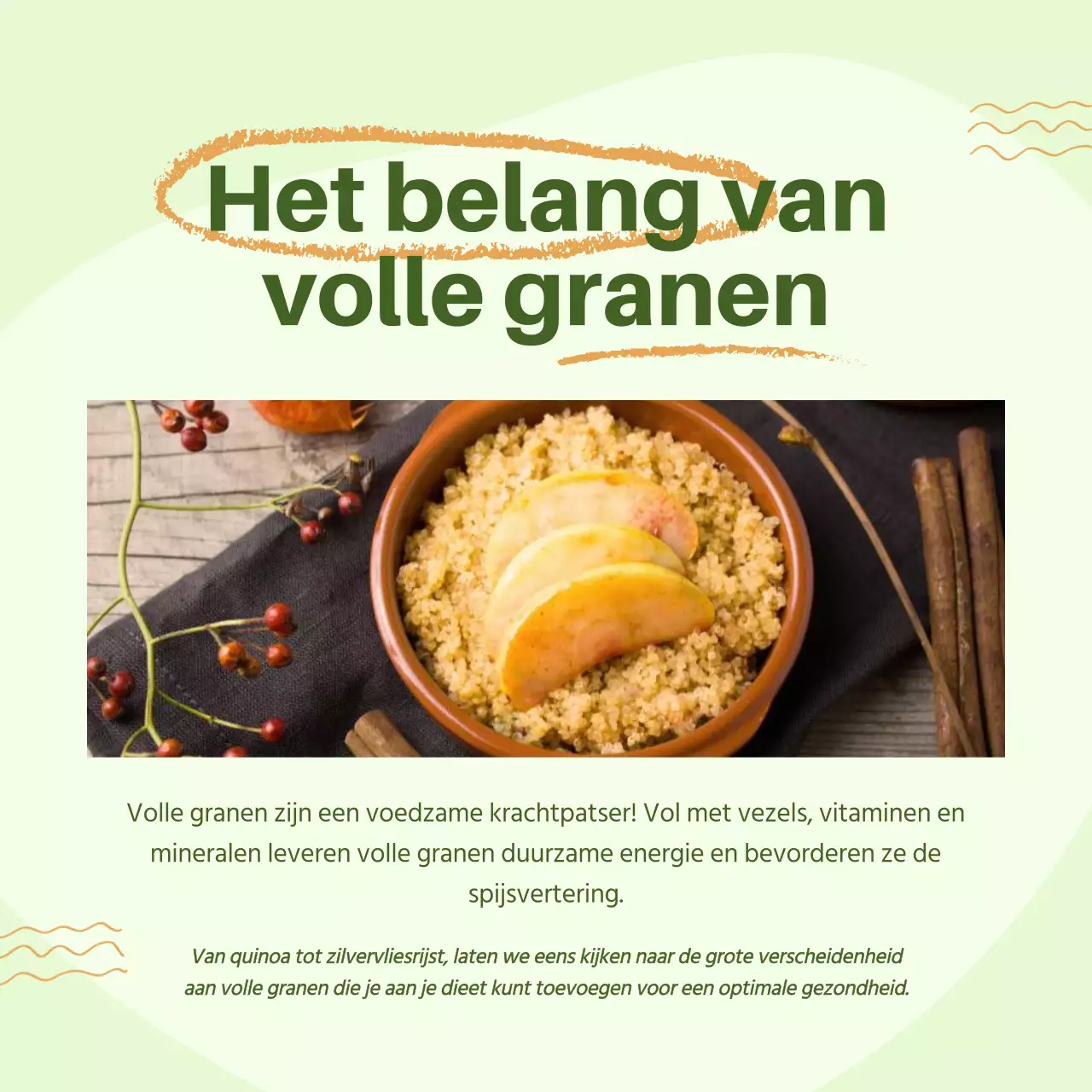 Groene en Oranje Moderne Gids voor Gezonde Voeding