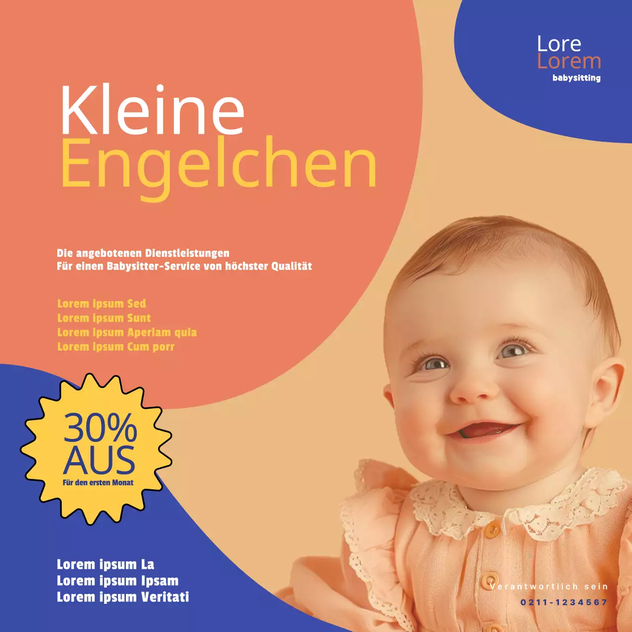 Gelbes und beiges Flugblatt Gentle Babysitting Services